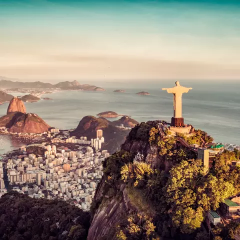 Christ he Redeemer statue on top of Corcovado moutain in Rio de Janeiro