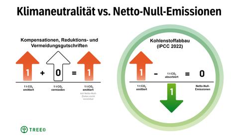 Die Grafik zeigt, dass Treeo nicht nur CO2 vermeidet, sondern der Atmosphäre entzieht.