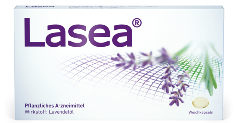 Packung von Lasea, einem Arzneimittel mit einem speziellen Öl aus Arzneilavendel